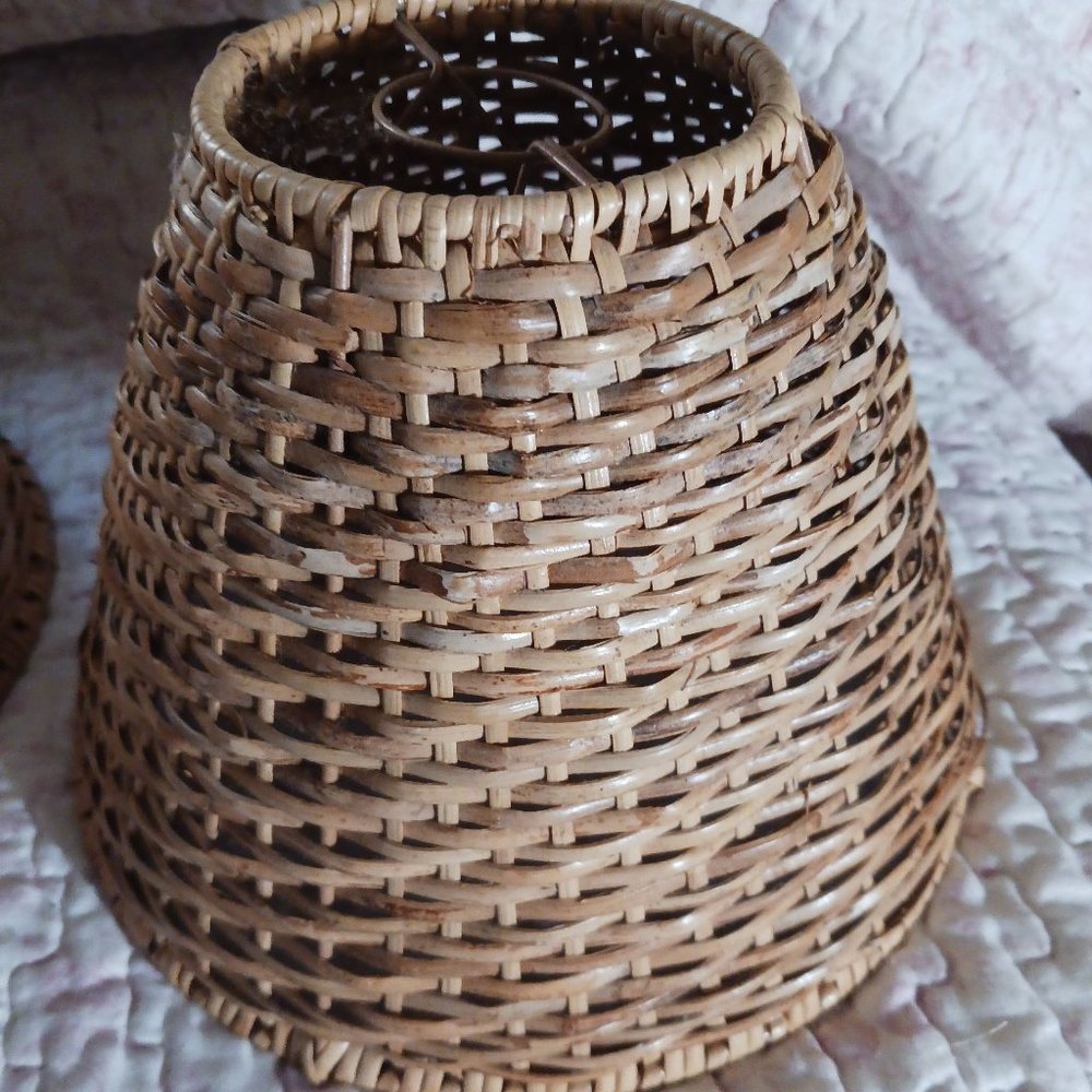 Vintage rattan wicker bamboo lampshades